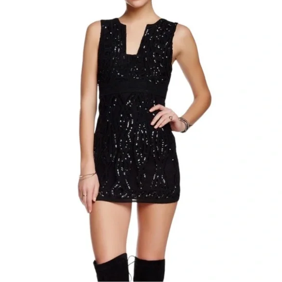 NWT Free People Women’s Snake Charmer Form Fitting Sleeveless Dress Black Size 4 - Picture 1 of 9